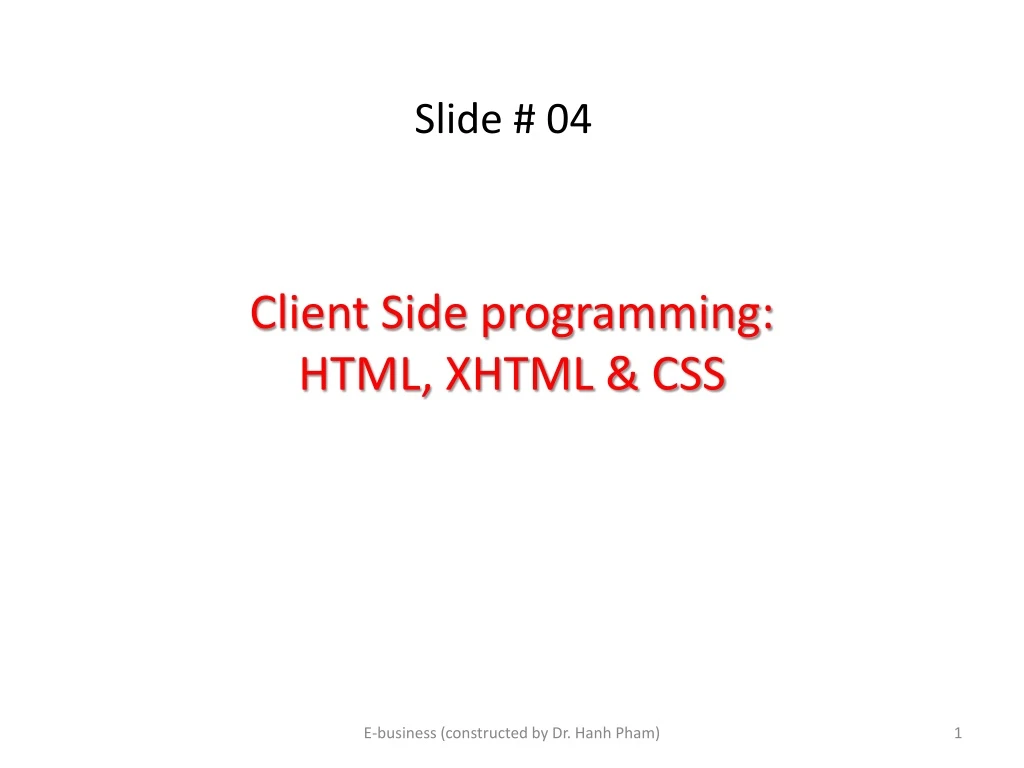 client side programming html xhtml css