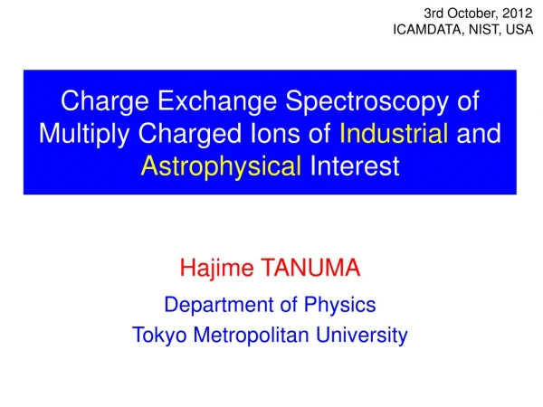 Charge Exchange Spectroscopy of Multiply Charged Ions of Industrial and Astrophysical Interest