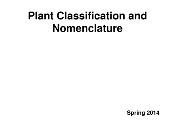 Plant Classification and Nomenclature