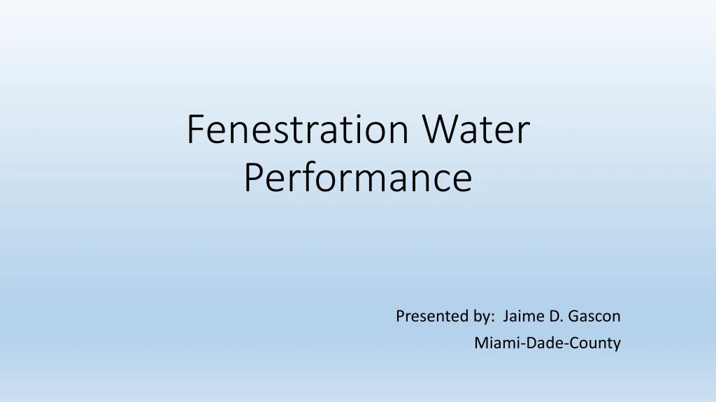fenestration water performance