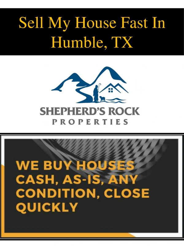 Sell My House Fast In Humble, TX