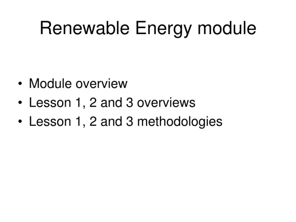 Renewable Energy module