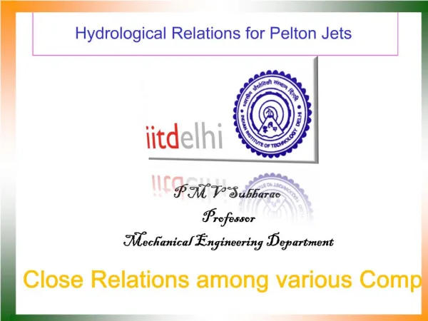 Hydrological Relations for Pelton Jets