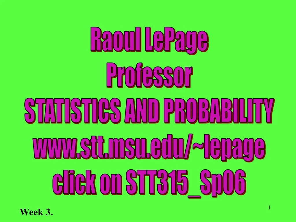 raoul lepage professor statistics and probability