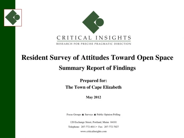 Resident Survey of Attitudes Toward Open Space Summary Report of Findings