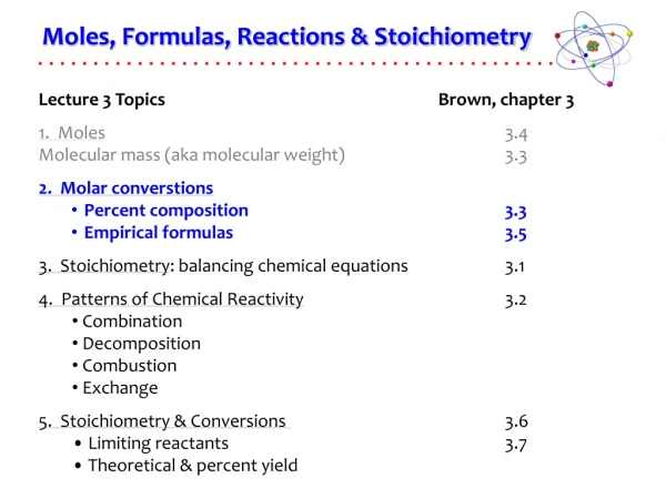 Moles, Formulas, Reactions &amp; Stoichiometry