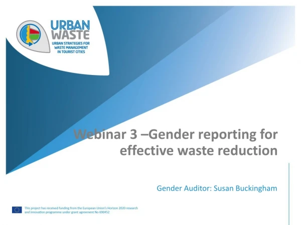 Webinar 3 –Gender reporting for effective waste reduction