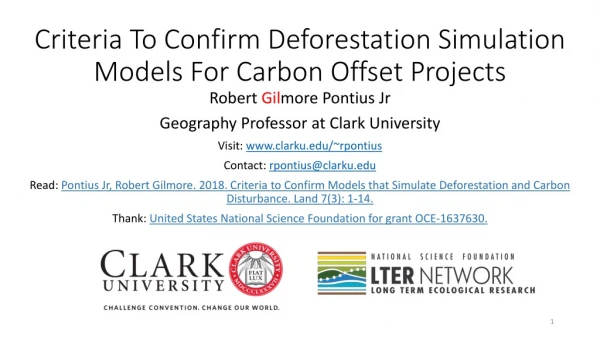 Criteria To Confirm Deforestation Simulation Models For Carbon Offset Projects