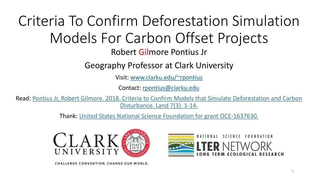 criteria to confirm deforestation simulation models for carbon offset projects