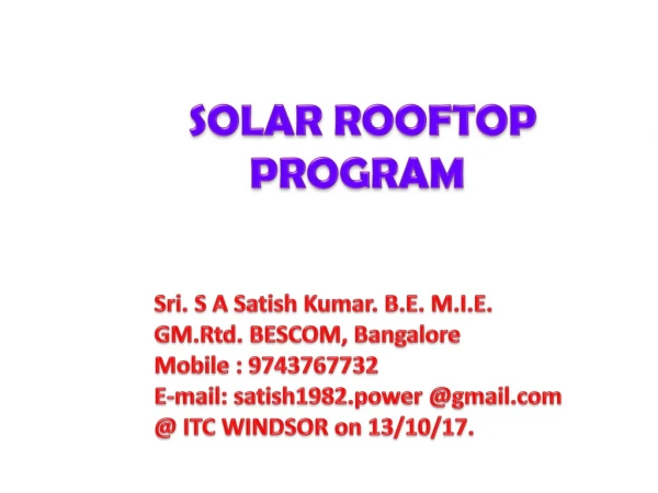 SOLAR ROOFTOP PROGRAM