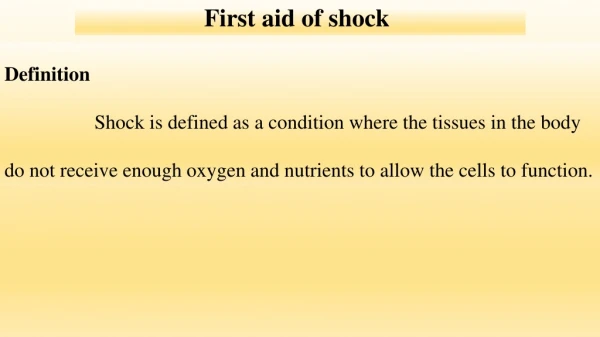 First aid of shock