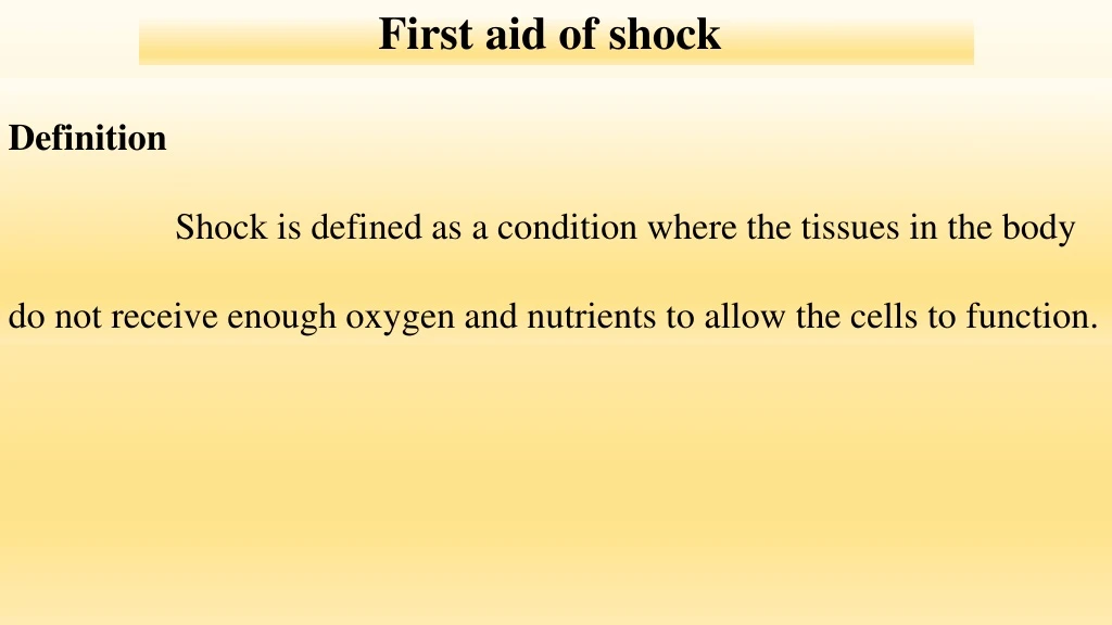 first aid of shock