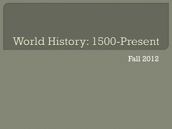 World History: 1500-Present