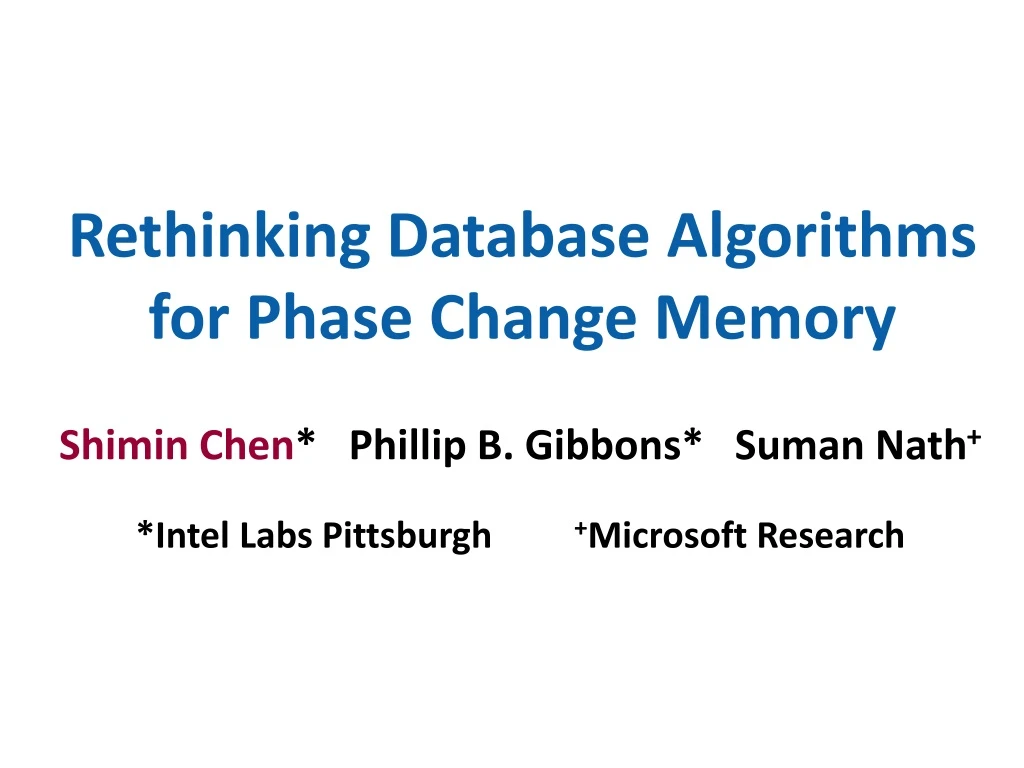 rethinking database algorithms for phase change