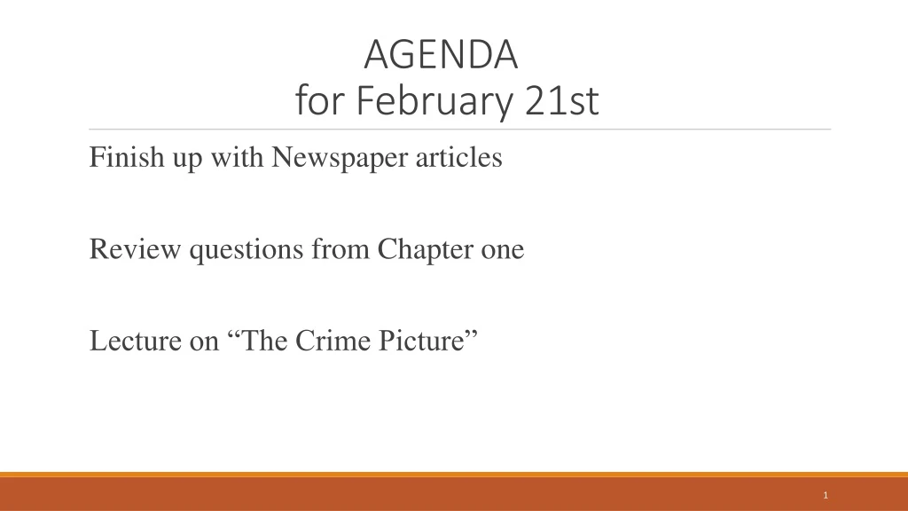 agenda for february 21st