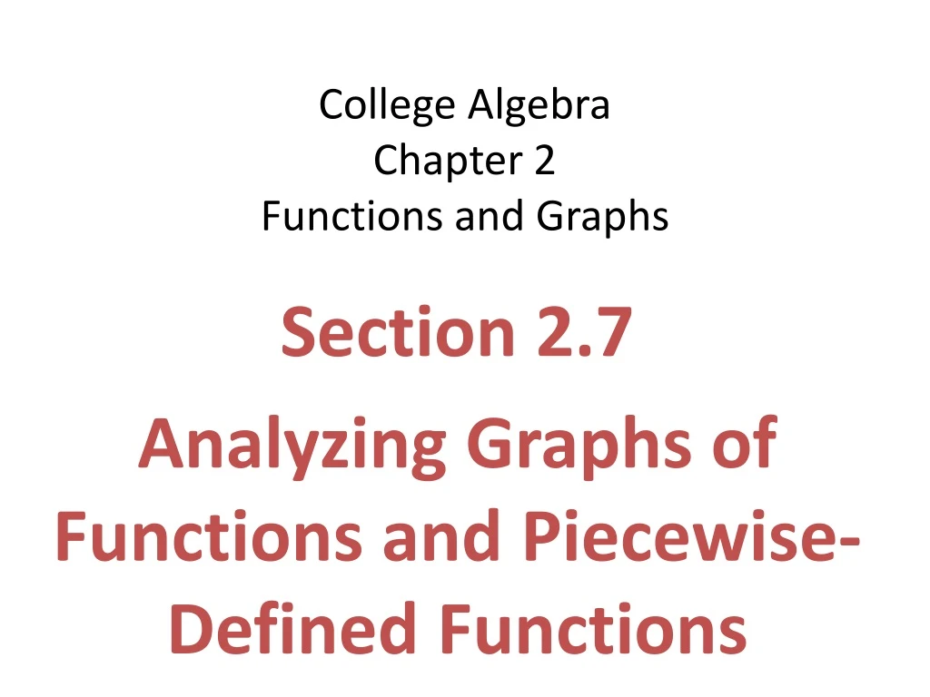 college algebra chapter 2 functions and graphs