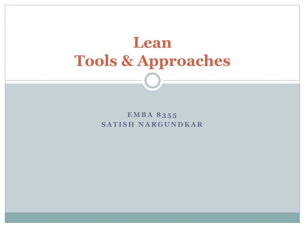 lean tools approaches