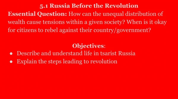 5.1 Russia Before the Revolution
