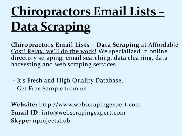 chiropractors email lists data scraping