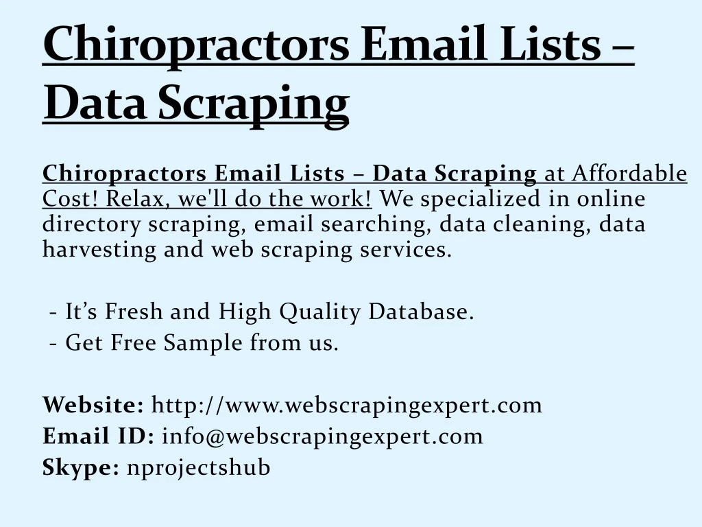 chiropractors email lists data scraping
