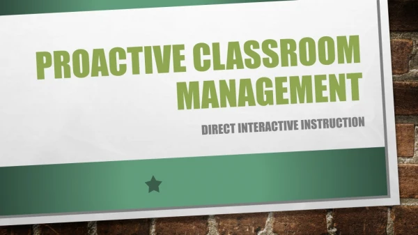 Proactive classroom management