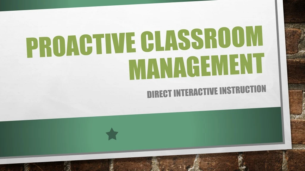 proactive classroom management