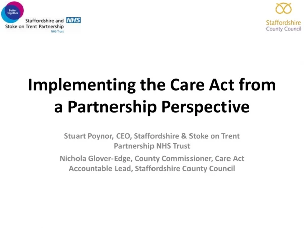 Implementing the Care Act from a Partnership Perspective