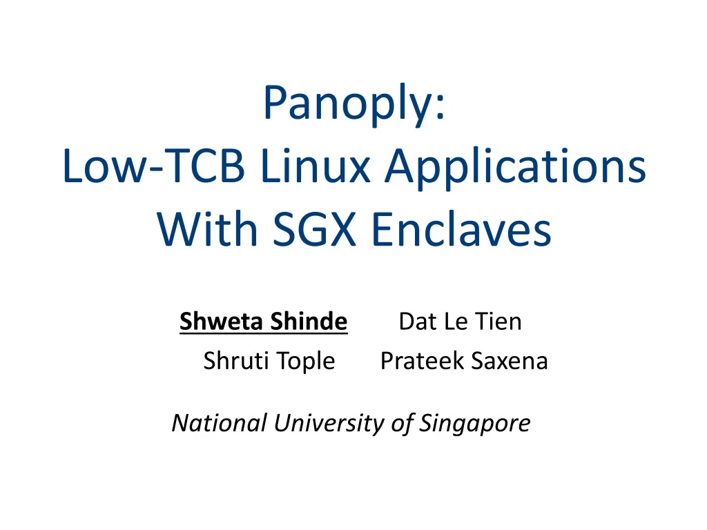 panoply low tcb linux applications with sgx enclaves