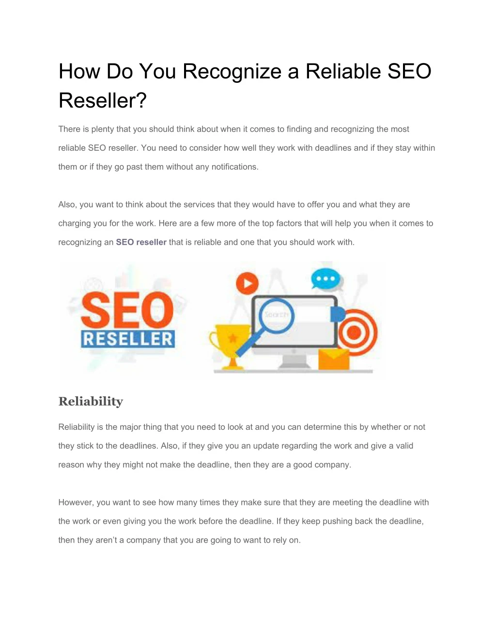 how do you recognize a reliable seo reseller