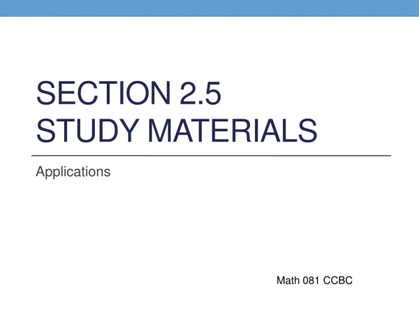 Section 2.5 Study Materials