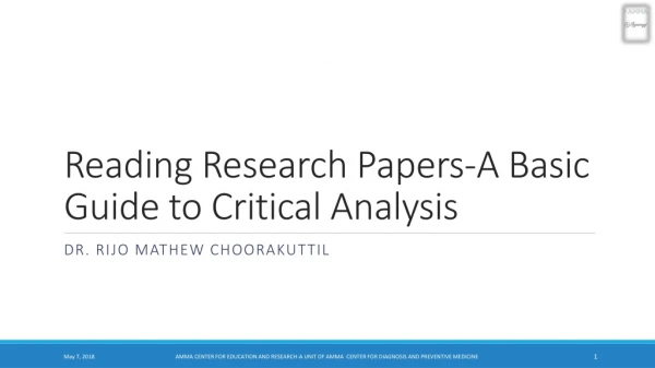 Reading Research Papers-A Basic Guide to Critical Analysis