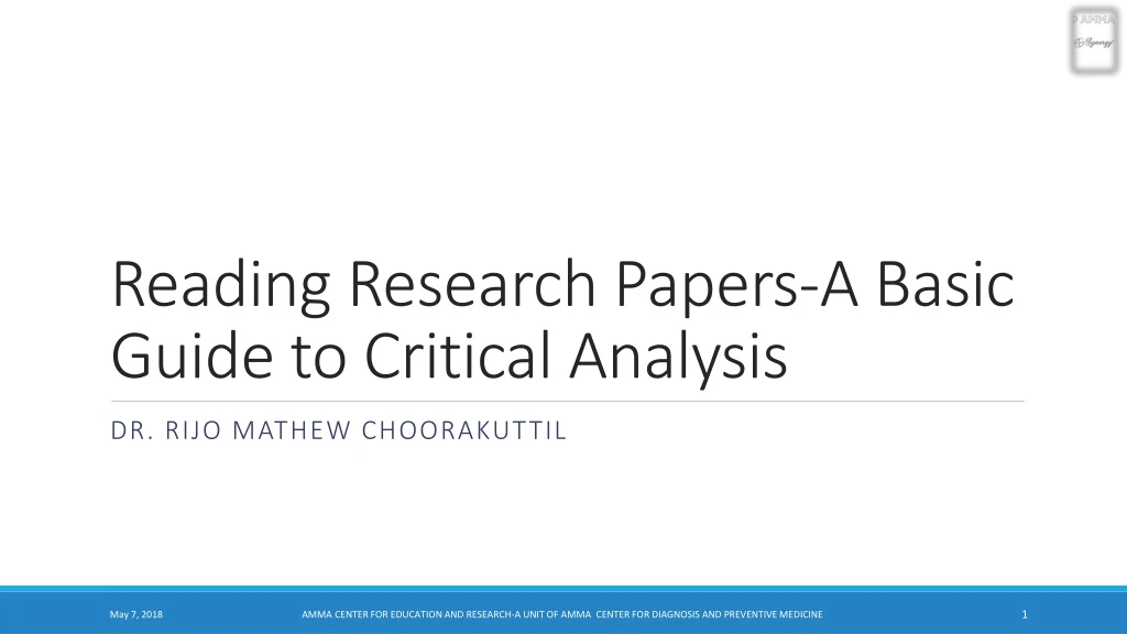 reading research papers a basic guide to critical analysis