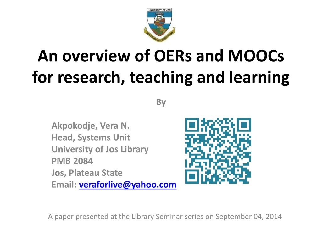an overview of oers and moocs for research teaching and learning