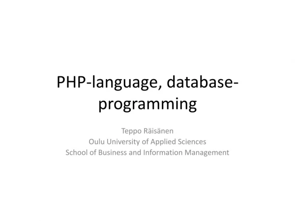 PHP-language, database-programming
