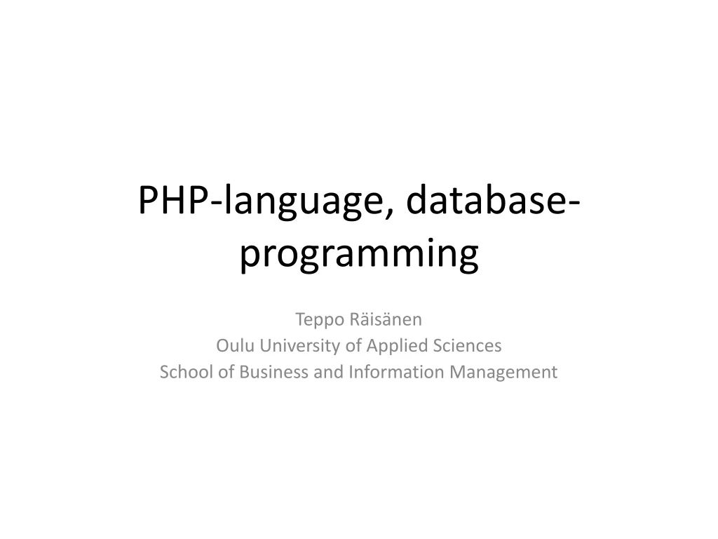 php language database programming