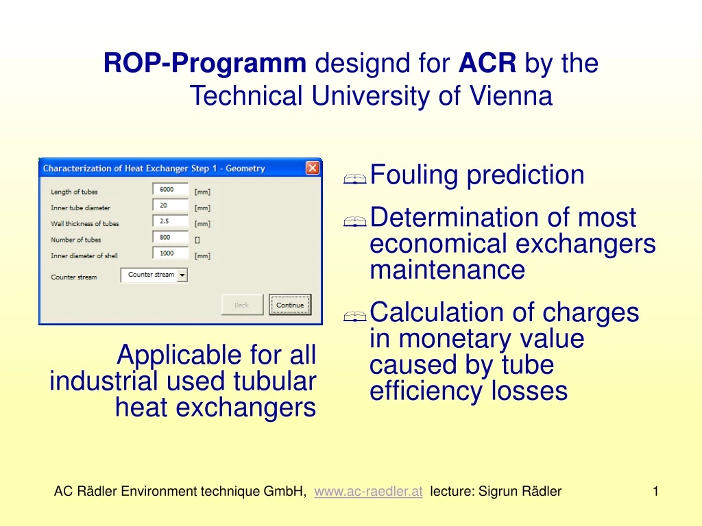 rop programm designd for acr by the technical