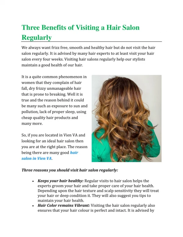 Three Benefits of visiting a hair salon regularly