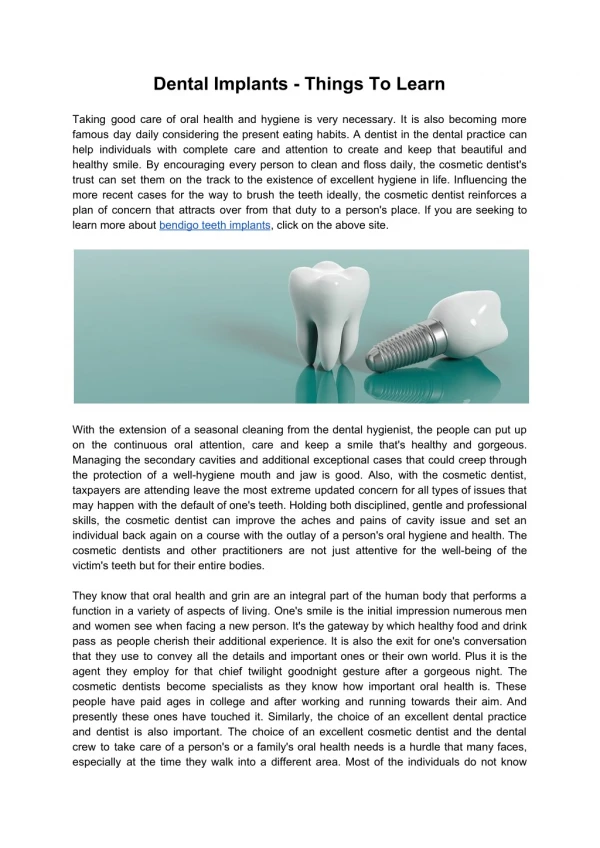 Dental Implants - Things To Learn