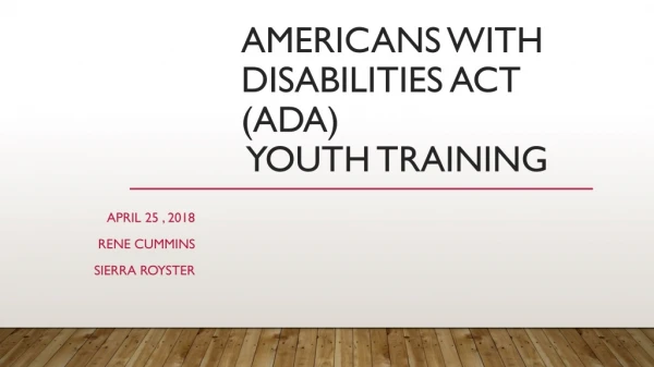 Americans with Disabilities Act (ADA) Youth Training