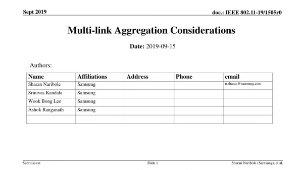 Multi-link Aggregation Considerations