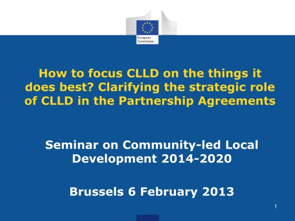 Seminar on Community-led Local Development 2014-2020 Brussels 6 February 2013
