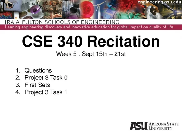 CSE 340 Recitation Week 5 : Sept 15th – 21st