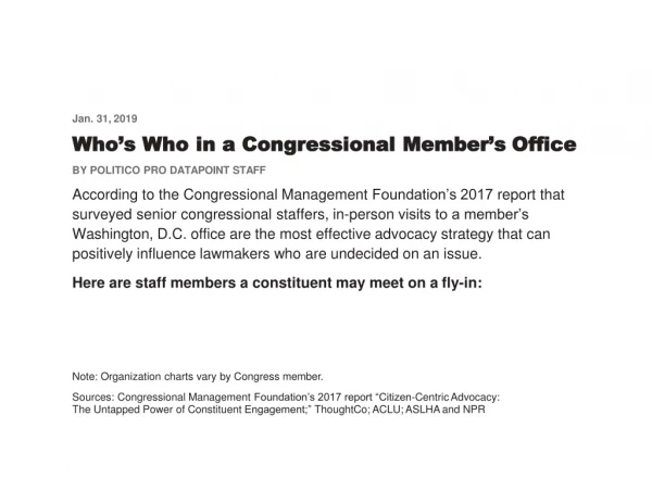 Who’s Who in a Congressional Member’s Office
