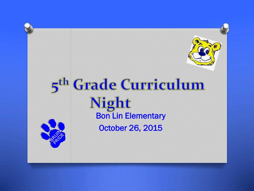 5 th grade curriculum night