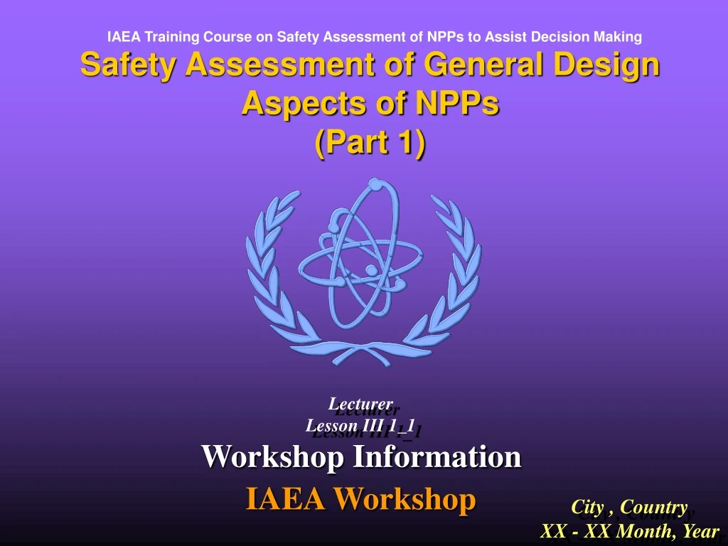safety assessment of general design aspects of npps part 1