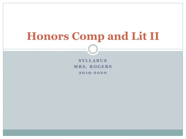 Honors Comp and Lit II