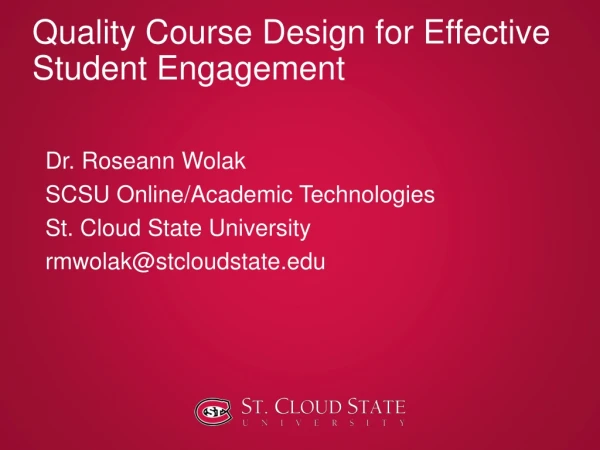 Quality Course Design for Effective Student Engagement