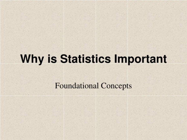 Why is Statistics Important