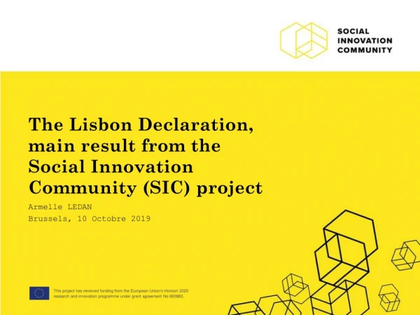 The Lisbon Declaration, main result from the Social Innovation Community (SIC) project