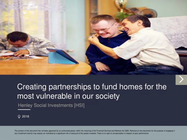 Creating partnerships to fund homes for the most vulnerable in our society